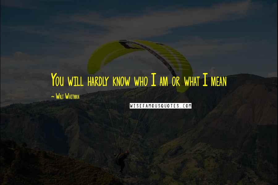 Walt Whitman Quotes: You will hardly know who I am or what I mean