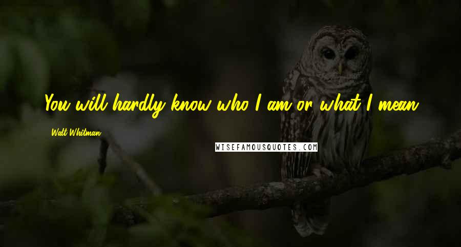 Walt Whitman Quotes: You will hardly know who I am or what I mean