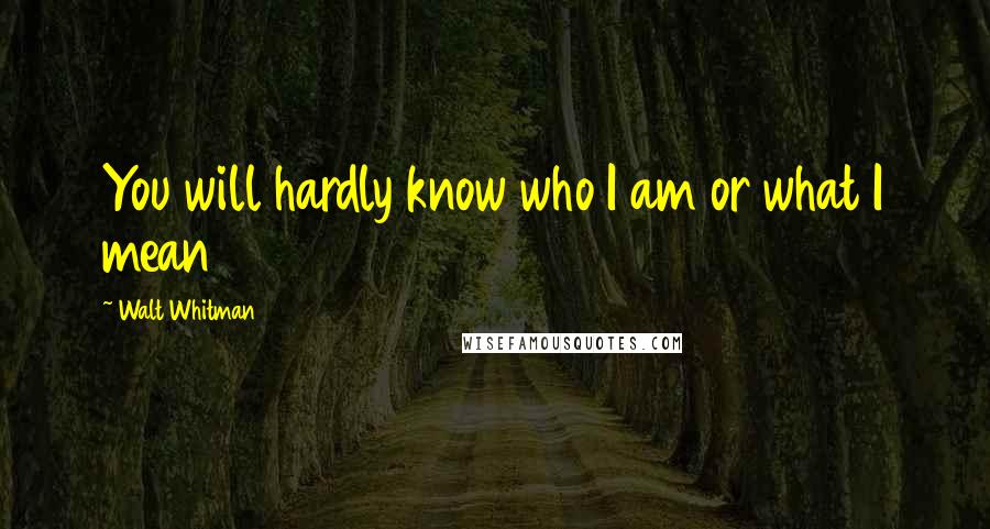 Walt Whitman Quotes: You will hardly know who I am or what I mean