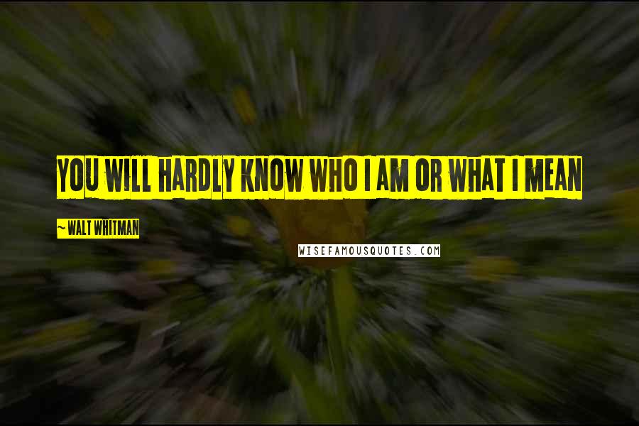 Walt Whitman Quotes: You will hardly know who I am or what I mean