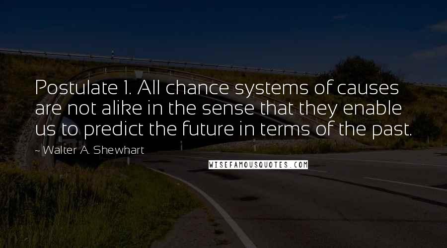 Walter A. Shewhart Quotes: Postulate 1. All chance systems of causes are not alike in the sense that they enable us to predict the future in terms of the past.