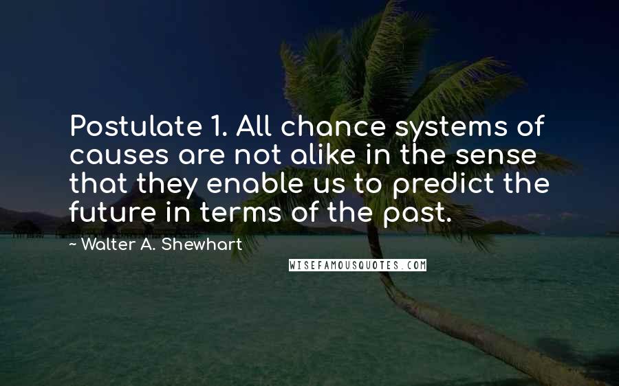 Walter A. Shewhart Quotes: Postulate 1. All chance systems of causes are not alike in the sense that they enable us to predict the future in terms of the past.