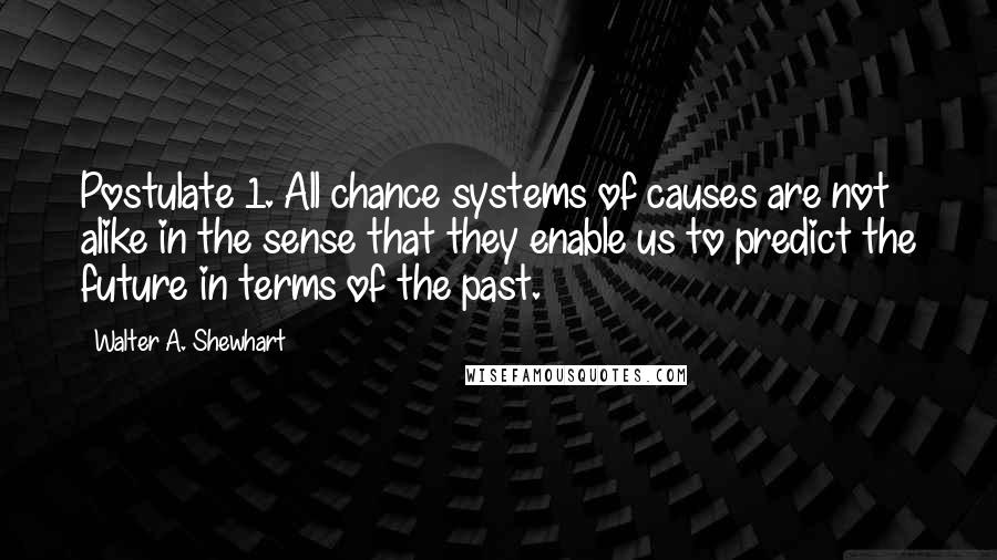 Walter A. Shewhart Quotes: Postulate 1. All chance systems of causes are not alike in the sense that they enable us to predict the future in terms of the past.