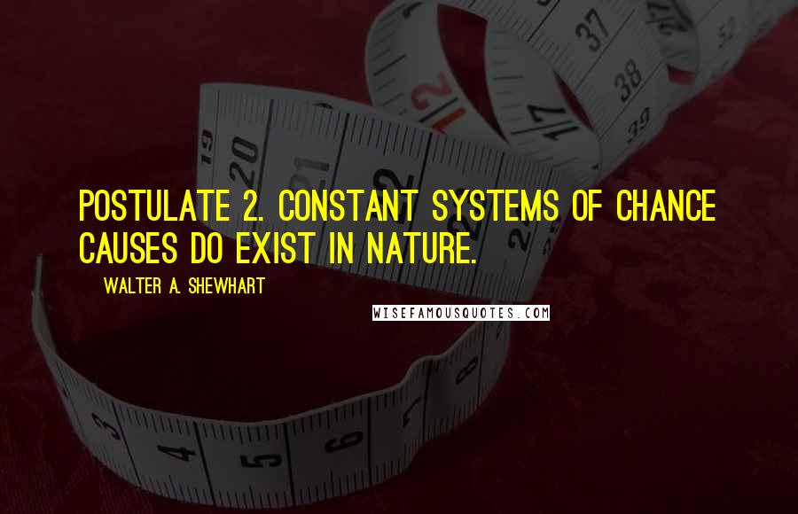 Walter A. Shewhart Quotes: Postulate 2. Constant systems of chance causes do exist in nature.