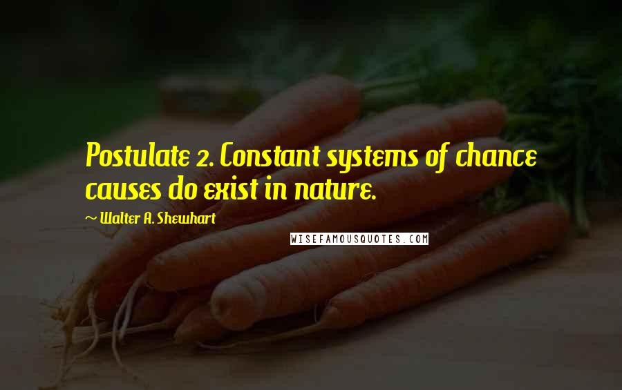 Walter A. Shewhart Quotes: Postulate 2. Constant systems of chance causes do exist in nature.