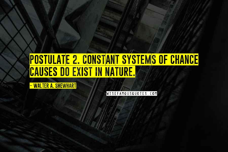 Walter A. Shewhart Quotes: Postulate 2. Constant systems of chance causes do exist in nature.