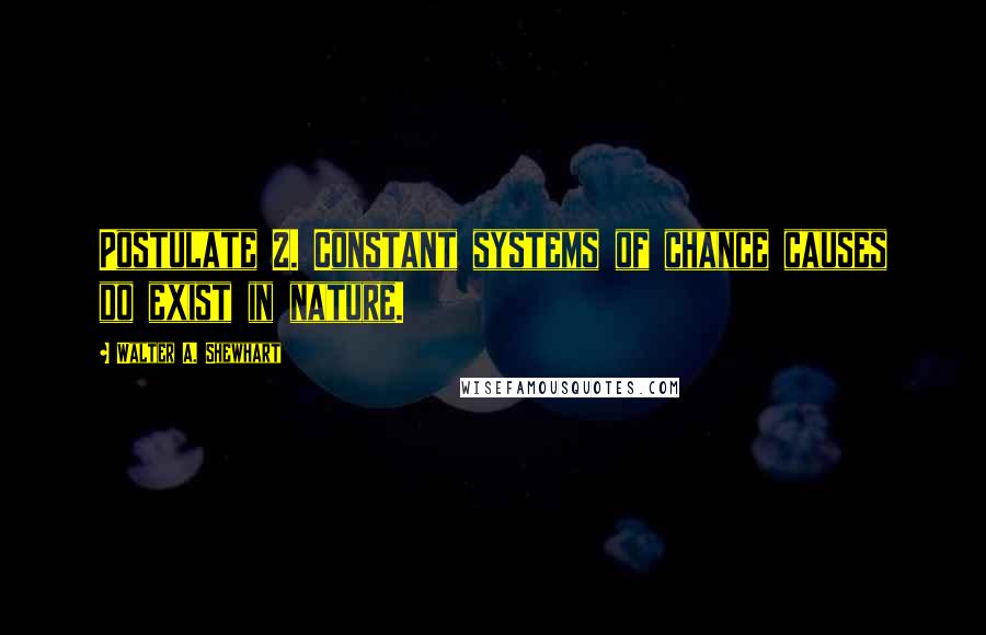 Walter A. Shewhart Quotes: Postulate 2. Constant systems of chance causes do exist in nature.