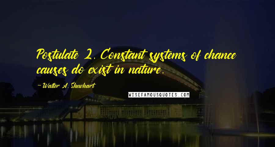 Walter A. Shewhart Quotes: Postulate 2. Constant systems of chance causes do exist in nature.