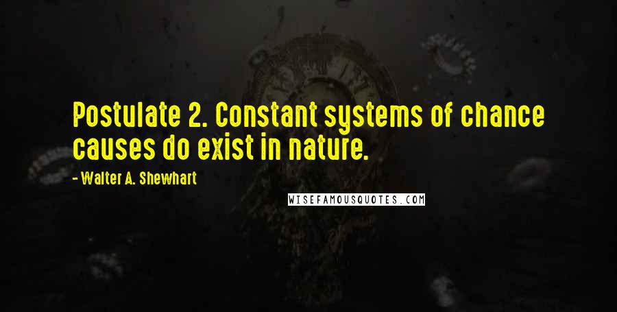 Walter A. Shewhart Quotes: Postulate 2. Constant systems of chance causes do exist in nature.