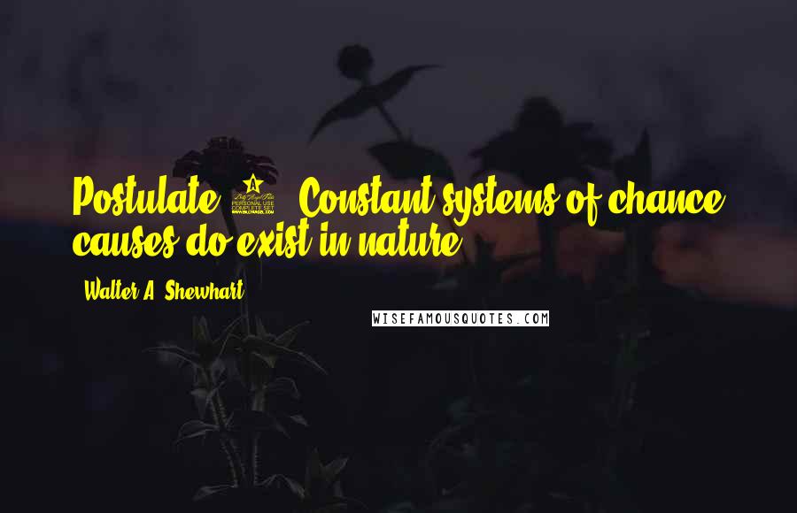 Walter A. Shewhart Quotes: Postulate 2. Constant systems of chance causes do exist in nature.