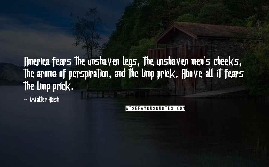 Walter Abish Quotes: America fears the unshaven legs, the unshaven men's cheeks, the aroma of perspiration, and the limp prick. Above all it fears the limp prick.