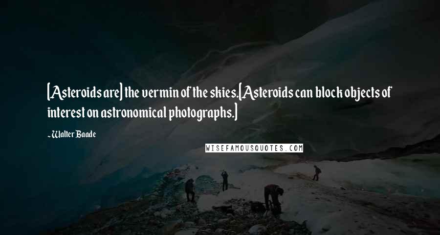 Walter Baade Quotes: [Asteroids are] the vermin of the skies.[Asteroids can block objects of interest on astronomical photographs.]