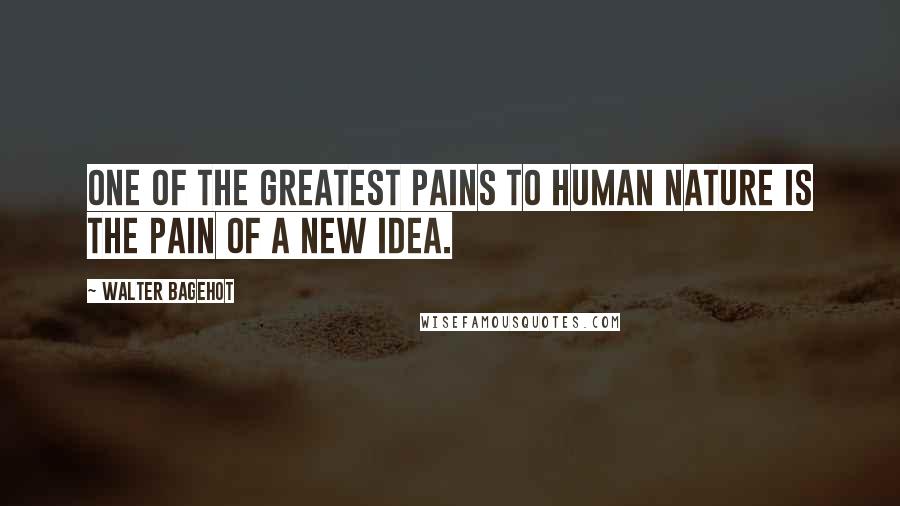 Walter Bagehot Quotes: One of the greatest pains to human nature is the pain of a new idea.