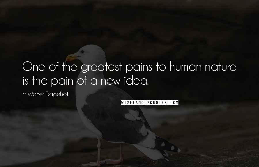 Walter Bagehot Quotes: One of the greatest pains to human nature is the pain of a new idea.