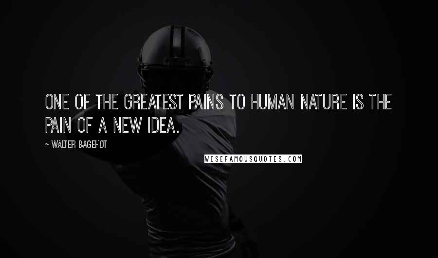 Walter Bagehot Quotes: One of the greatest pains to human nature is the pain of a new idea.