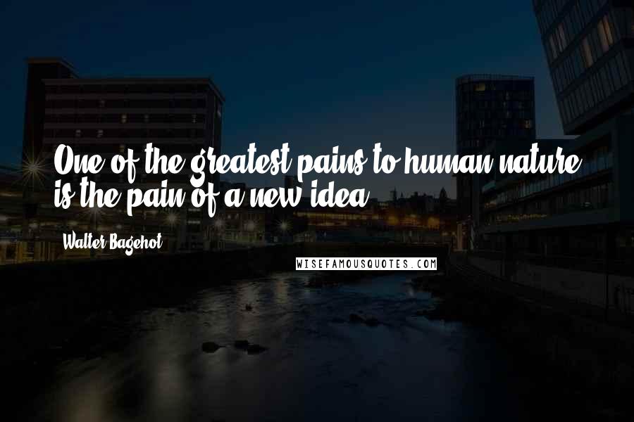 Walter Bagehot Quotes: One of the greatest pains to human nature is the pain of a new idea.