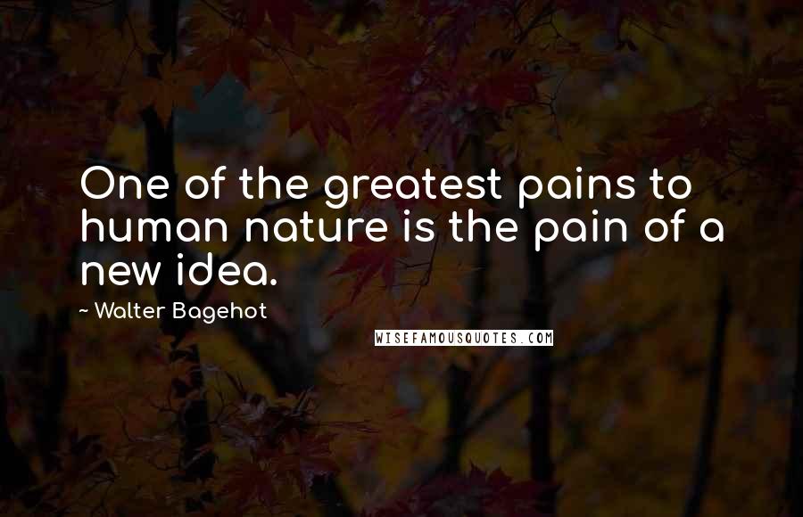 Walter Bagehot Quotes: One of the greatest pains to human nature is the pain of a new idea.