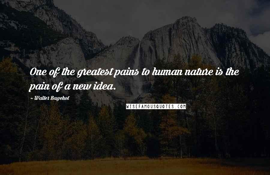 Walter Bagehot Quotes: One of the greatest pains to human nature is the pain of a new idea.