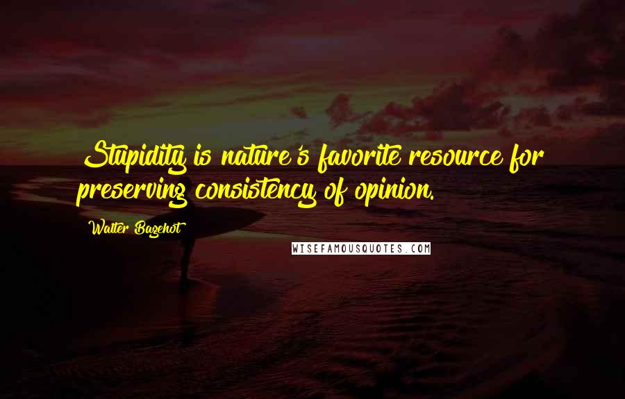 Walter Bagehot Quotes: Stupidity is nature's favorite resource for preserving consistency of opinion.