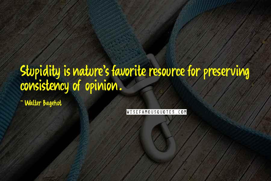 Walter Bagehot Quotes: Stupidity is nature's favorite resource for preserving consistency of opinion.