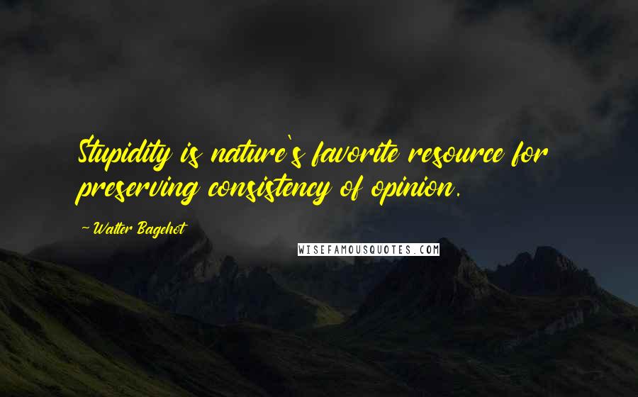 Walter Bagehot Quotes: Stupidity is nature's favorite resource for preserving consistency of opinion.