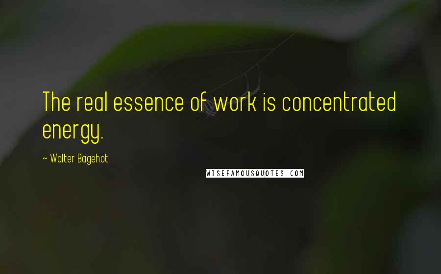 Walter Bagehot Quotes: The real essence of work is concentrated energy.