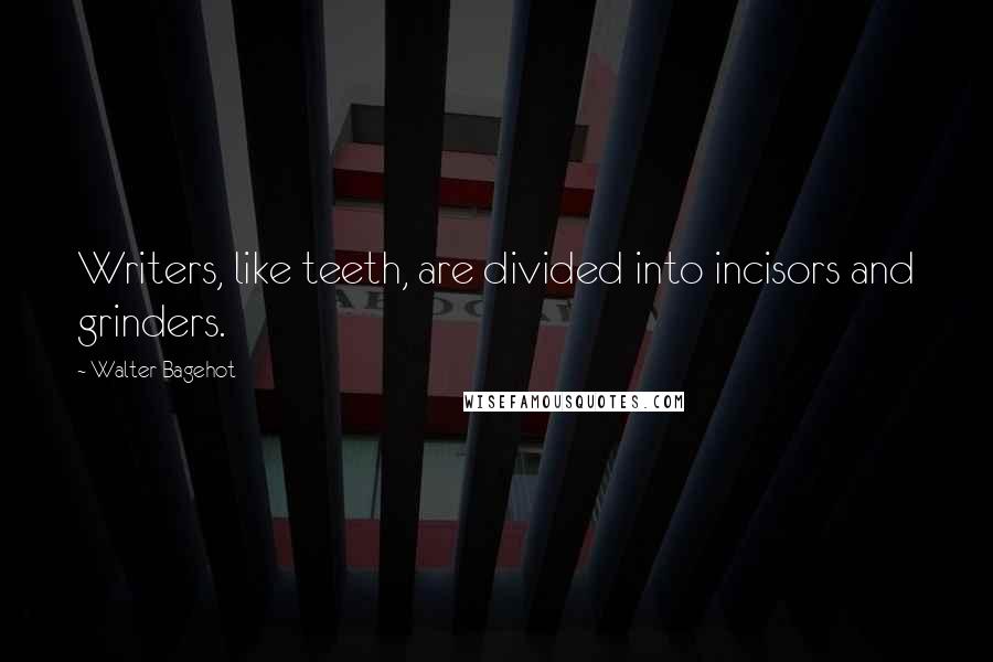 Walter Bagehot Quotes: Writers, like teeth, are divided into incisors and grinders.