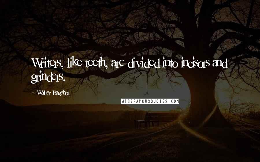 Walter Bagehot Quotes: Writers, like teeth, are divided into incisors and grinders.