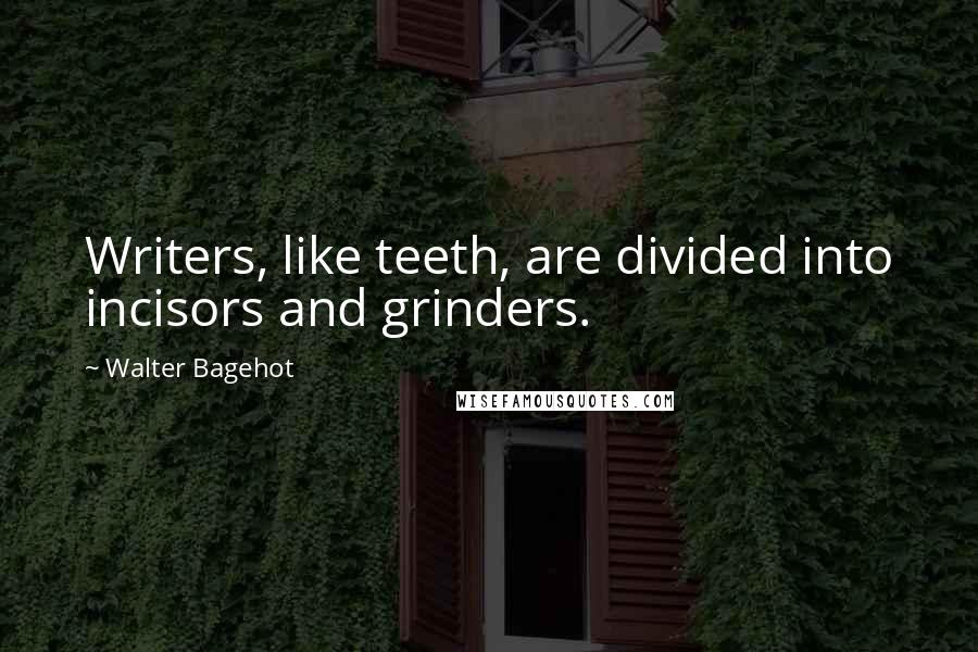 Walter Bagehot Quotes: Writers, like teeth, are divided into incisors and grinders.