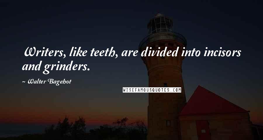 Walter Bagehot Quotes: Writers, like teeth, are divided into incisors and grinders.