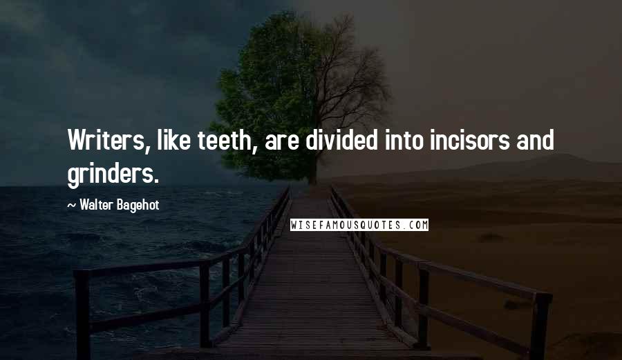 Walter Bagehot Quotes: Writers, like teeth, are divided into incisors and grinders.