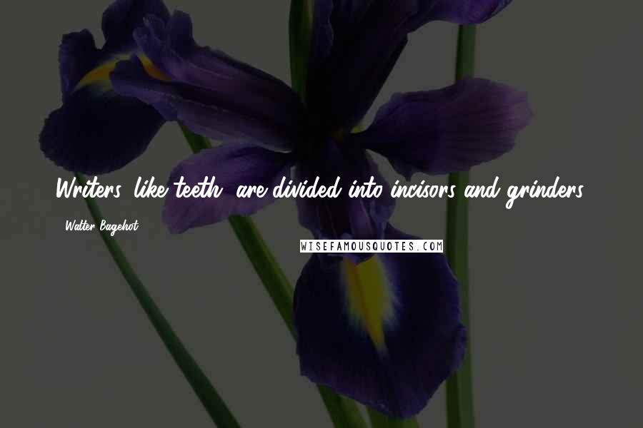 Walter Bagehot Quotes: Writers, like teeth, are divided into incisors and grinders.