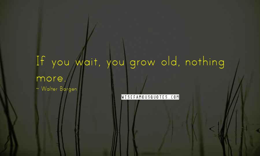 Walter Bargen Quotes: If you wait, you grow old, nothing more.