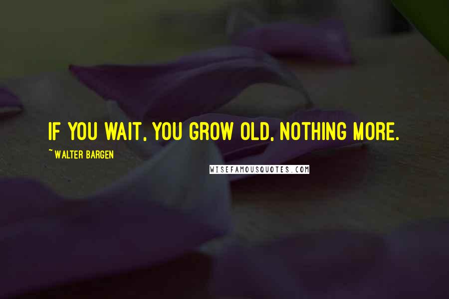 Walter Bargen Quotes: If you wait, you grow old, nothing more.