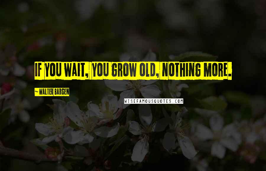 Walter Bargen Quotes: If you wait, you grow old, nothing more.