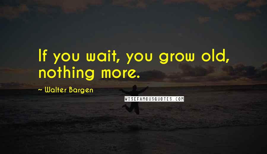 Walter Bargen Quotes: If you wait, you grow old, nothing more.