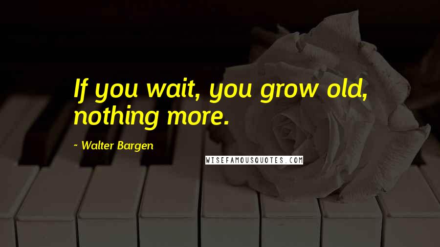 Walter Bargen Quotes: If you wait, you grow old, nothing more.