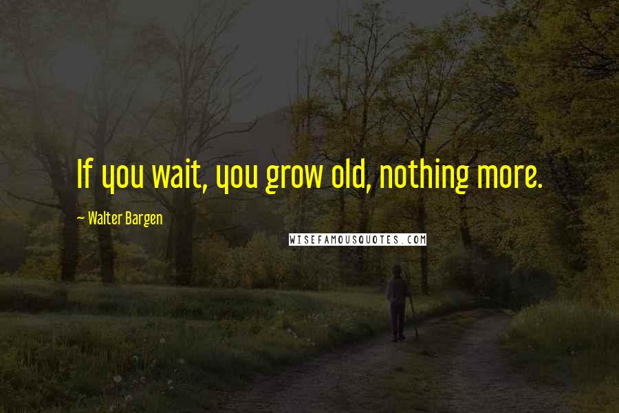 Walter Bargen Quotes: If you wait, you grow old, nothing more.