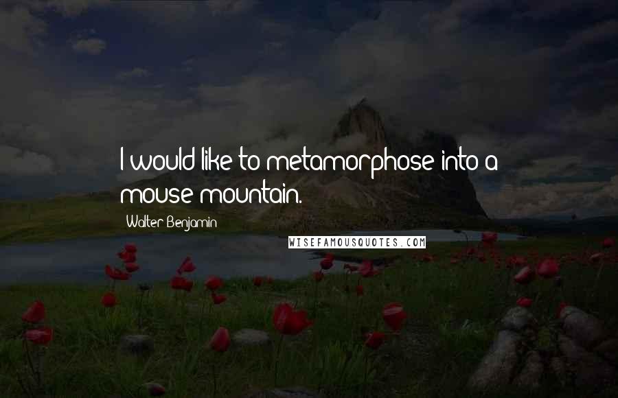 Walter Benjamin Quotes: I would like to metamorphose into a mouse-mountain.