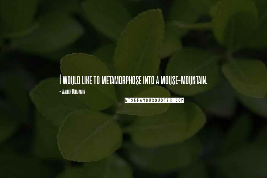 Walter Benjamin Quotes: I would like to metamorphose into a mouse-mountain.