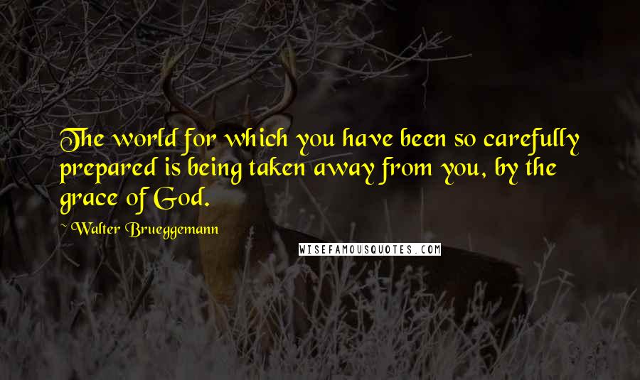 Walter Brueggemann Quotes: The world for which you have been so carefully prepared is being taken away from you, by the grace of God.