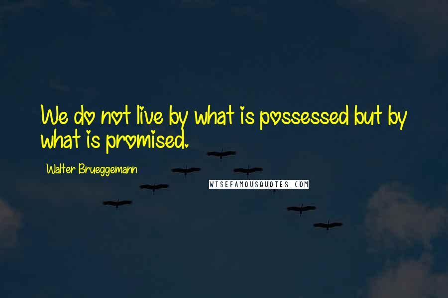 Walter Brueggemann Quotes: We do not live by what is possessed but by what is promised.