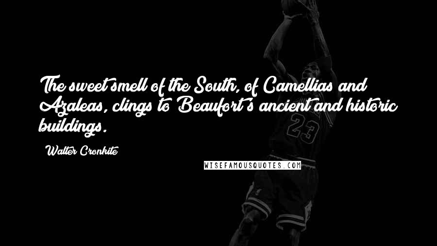 Walter Cronkite Quotes: The sweet smell of the South, of Camellias and Azaleas, clings to Beaufort's ancient and historic buildings.