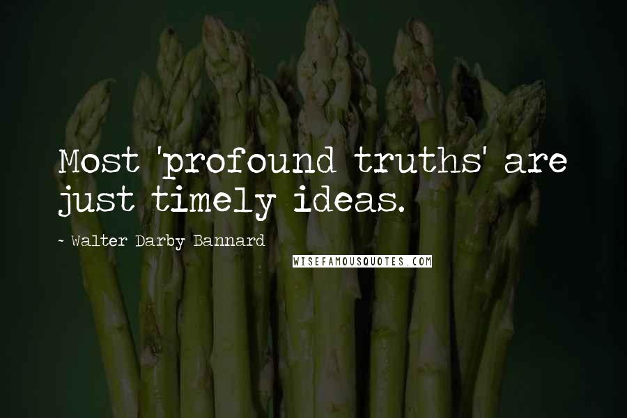 Walter Darby Bannard Quotes: Most 'profound truths' are just timely ideas.