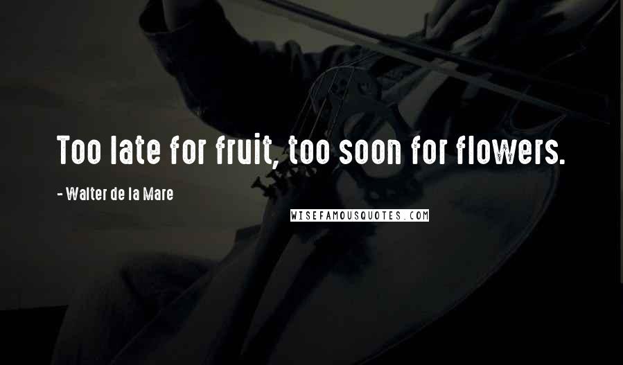 Walter De La Mare Quotes: Too late for fruit, too soon for flowers.