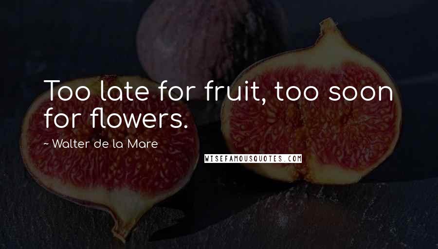 Walter De La Mare Quotes: Too late for fruit, too soon for flowers.
