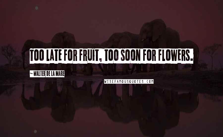 Walter De La Mare Quotes: Too late for fruit, too soon for flowers.