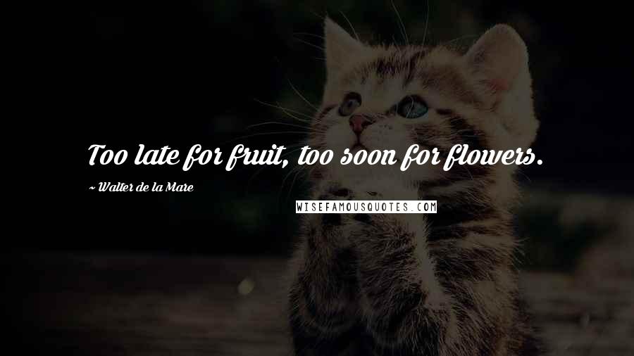 Walter De La Mare Quotes: Too late for fruit, too soon for flowers.