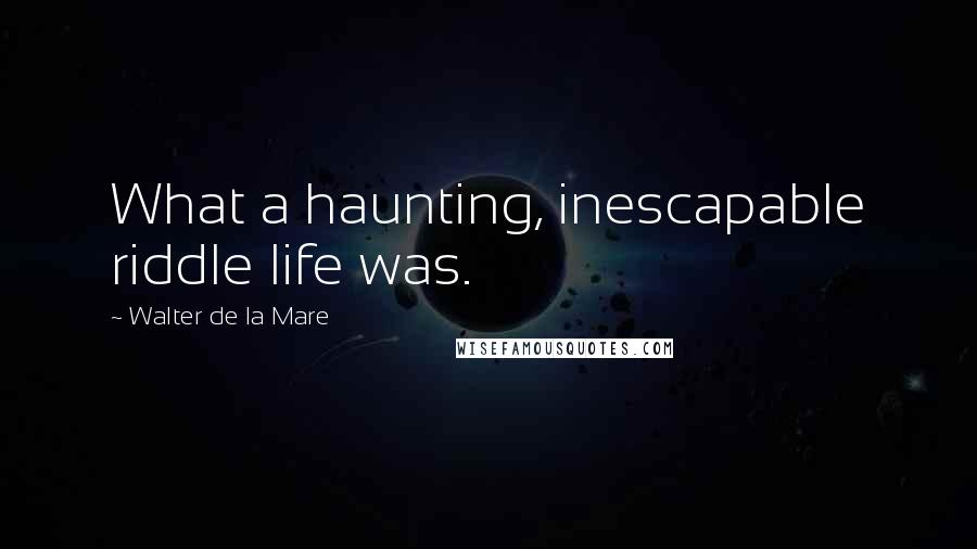 Walter De La Mare Quotes: What a haunting, inescapable riddle life was.