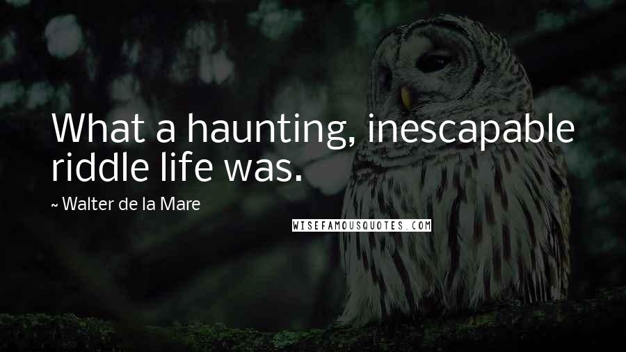 Walter De La Mare Quotes: What a haunting, inescapable riddle life was.